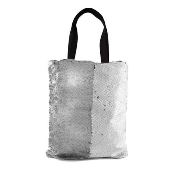 Sacola de Lantejoulas Branca e Prata Sublimtica - 32x40cm