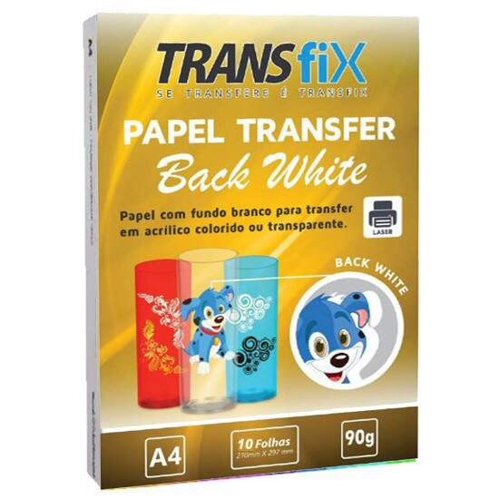 Papel Transfer Laser A4 Back White para Copos - 10 Folhas