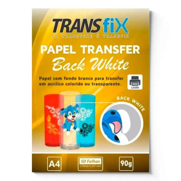 Papel Transfer Laser A4 Back White para Copos - 10 Folhas