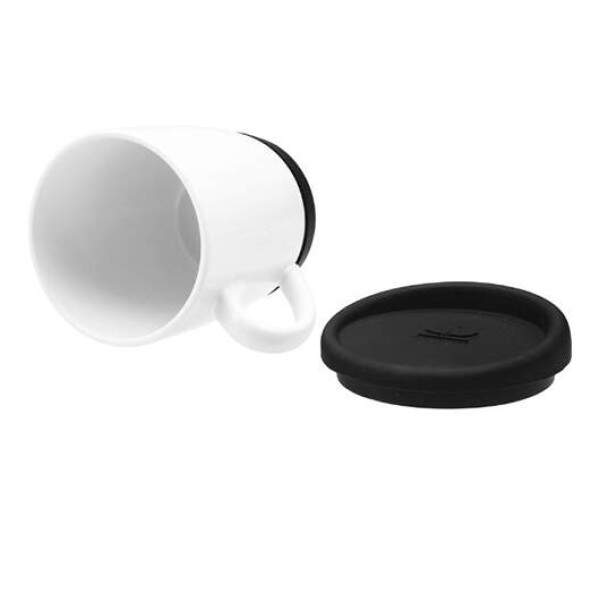 Caneca de Cermica Branca e Tampa de Silicone - 325ml