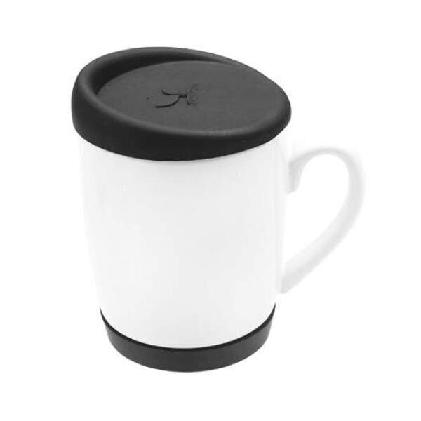 Caneca de Cermica Branca e Tampa de Silicone - 325ml