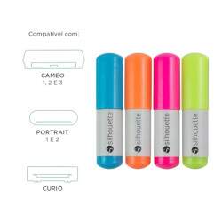 Canetas Silhouette Sketch Pens Neon para Silhouette Cameo 1/2/3, Portrait 1/2 - 4 unidades