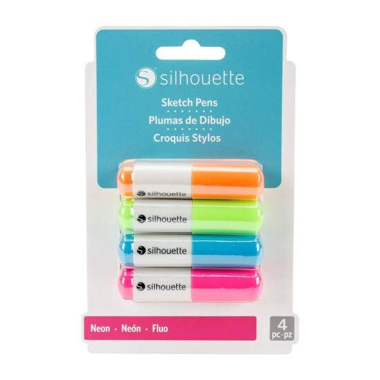 Canetas Silhouette Sketch Pens Neon para Silhouette Cameo 1/2/3, Portrait 1/2 - 4 unidades
