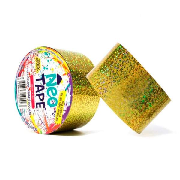 Fita Adesiva Multiuso Neo Tape Glitter Dourada - 0,48x5m