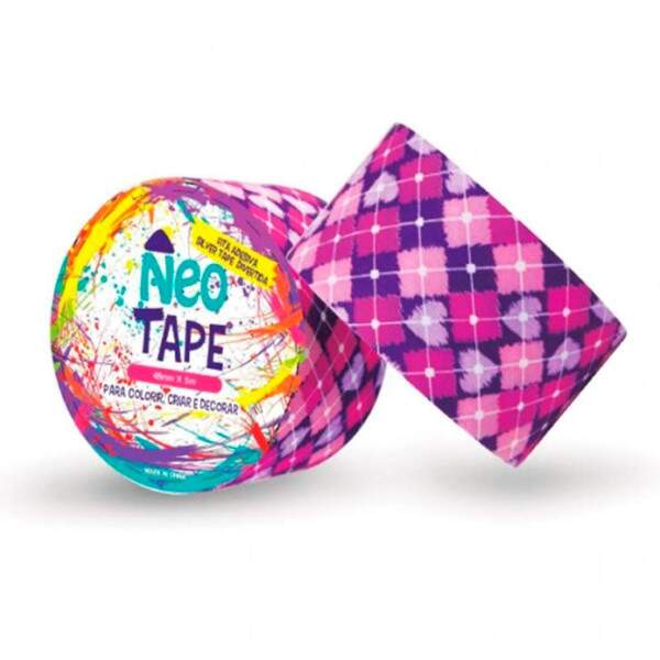 Fita Adesiva Multiuso Neo Tape Xadrez Rosa - 0,48x5m