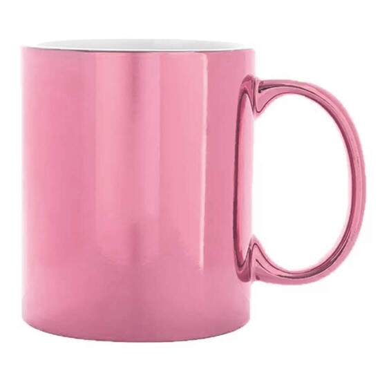 Caneca de Cermica Cromada Rosa para Sublimao - 325ml