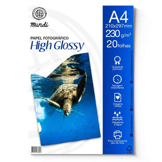 Papel Fotogrfico Glossy (Brilho) A4 230g - 20 Folhas