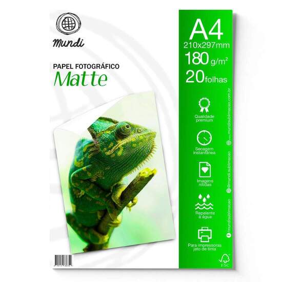 Papel Fotogrfico Matte (Fosco) A4 180g - 20 Folhas