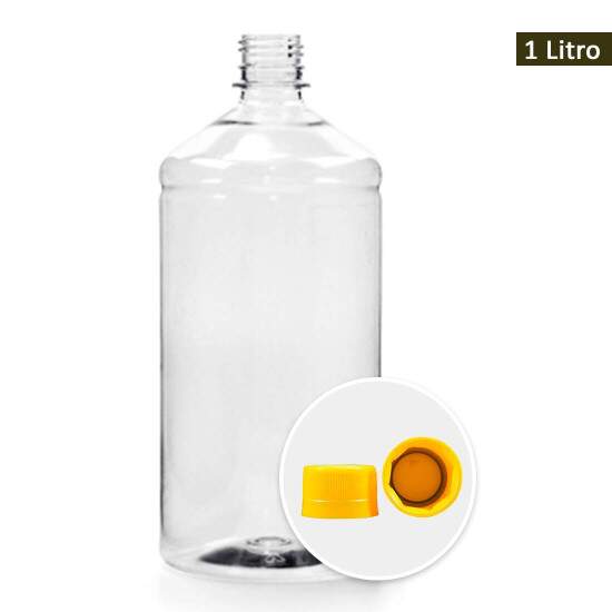 Frasco Pet com Tampa Rosca e Lacre - 1 Litro