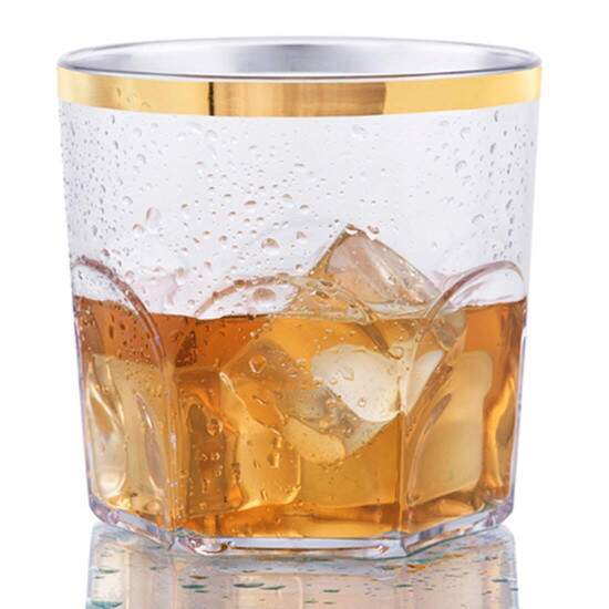 Copo Whisky de Acrlico Cristal Linha Ouro para Transfer - 340ml