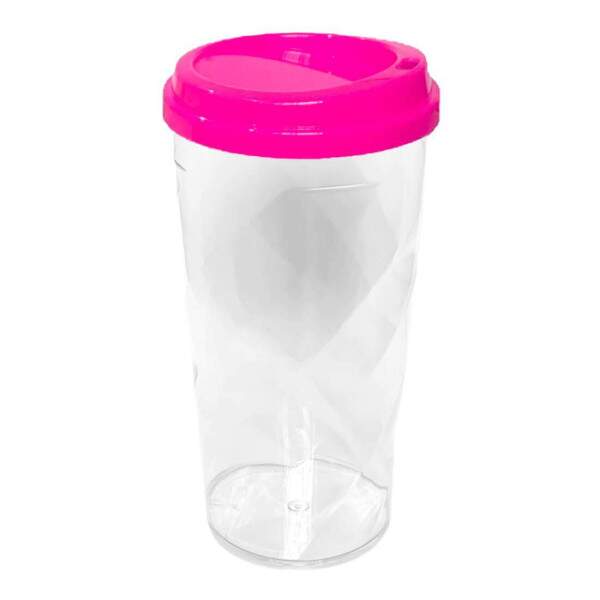 Copo Twister de Acrlico Cristal c/ Tampa Bucks Rosa - 500ml