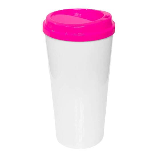 Copo Twister de Acrlico Branco c/ Tampa Bucks Rosa - 500ml