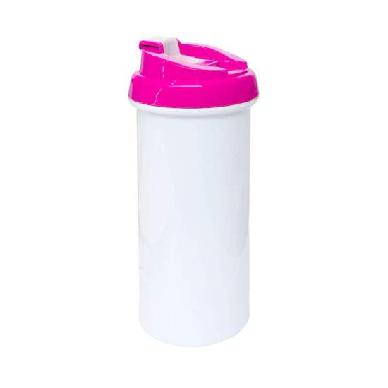Squeeze de Polmero Branco com Tampa Rosa para Sublimao - 475ml