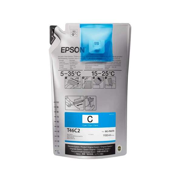 Tinta Sublimtica Epson T46C Ciano Ultrachrome DS 1100ml - F6370 F9470