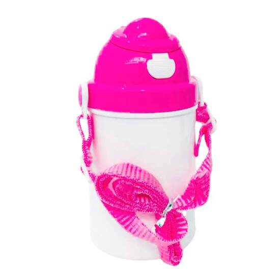 Squeeze de Polmero Infantil com Tampa Rosa e Boto de Abertura - 400ml
