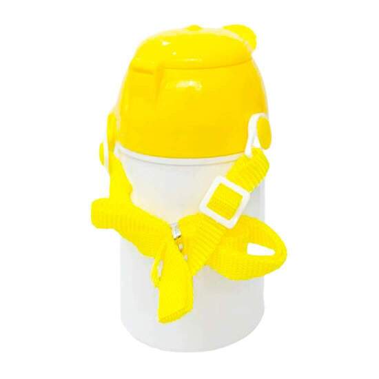 Squeeze de Polmero Infantil com Tampa Rostinho Amarelo e Boto de Abertura - 400ml