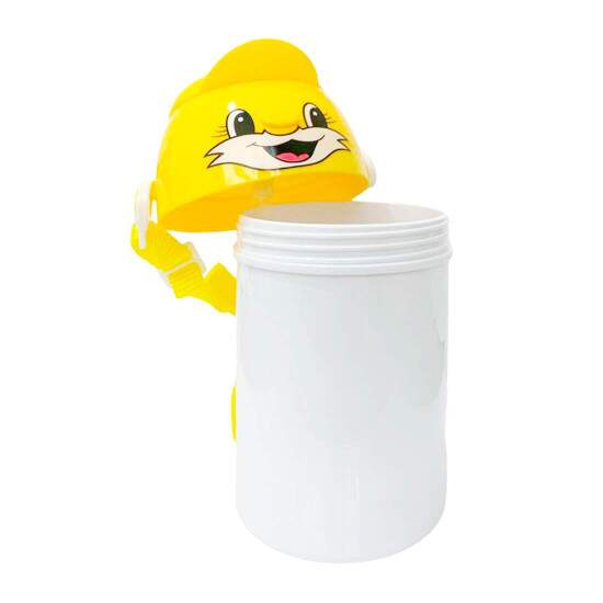 Squeeze de Polmero Infantil com Tampa Rostinho Amarelo e Boto de Abertura - 400ml