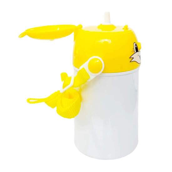 Squeeze de Polmero Infantil com Tampa Rostinho Amarelo e Boto de Abertura - 400ml