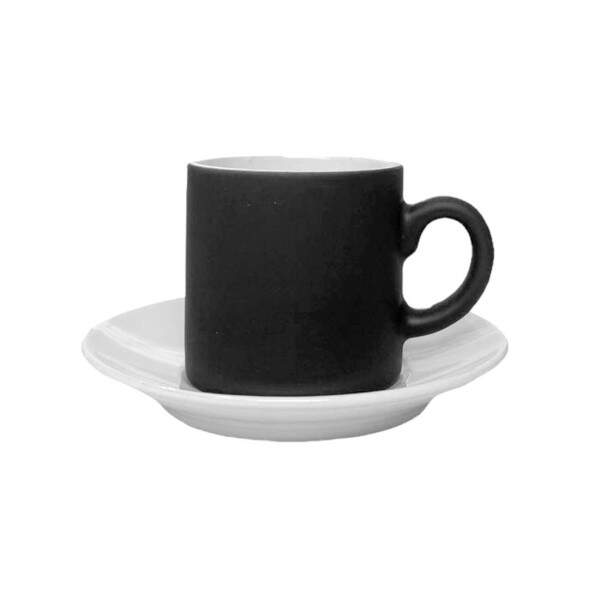Xcara de Cermica Mgica Preto Fosco com Pires para Sublimao - 100ml