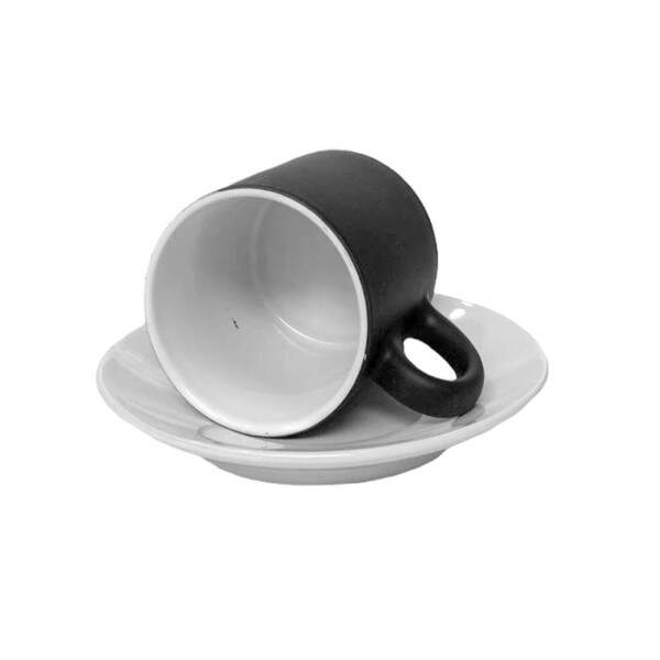 Xcara de Cermica Mgica Preto Fosco com Pires para Sublimao - 100ml