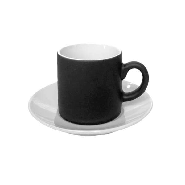 Xcara de Cermica Mgica Preto Fosco com Pires para Sublimao - 100ml