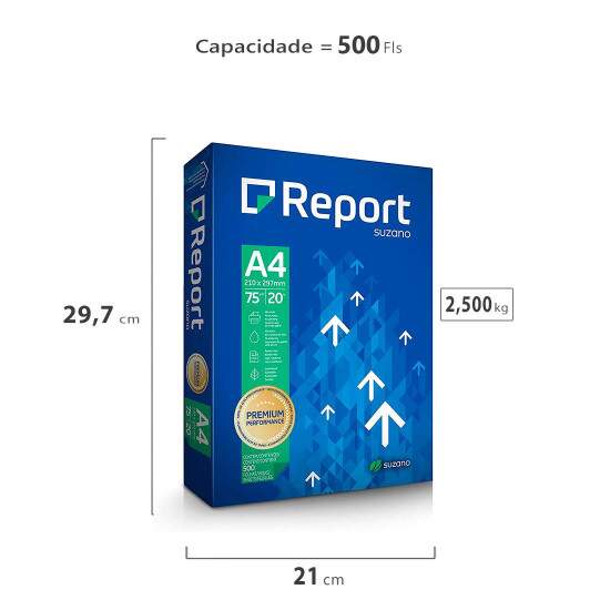 Papel Sulfite Branco Report Premium A4 75g - 500 Folhas