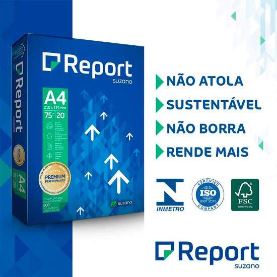 Papel Sulfite Branco Report Premium A4 75g - 500 Folhas
