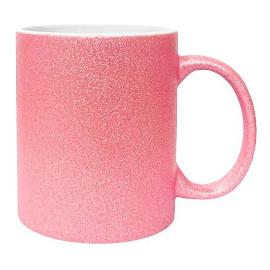 Caneca de Cermica Glitter Rosa Beb para Sublimao - 325ml