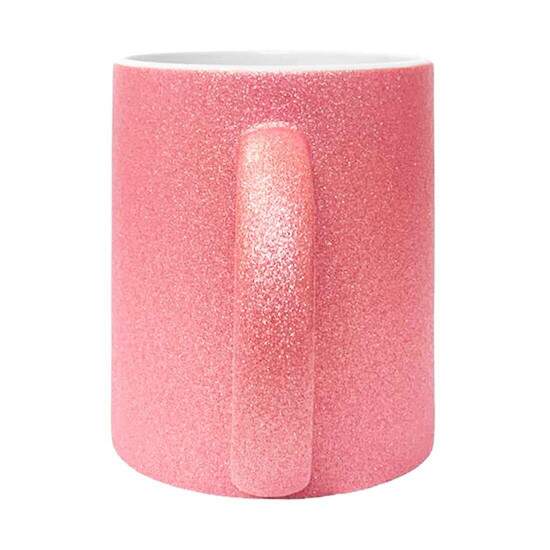Caneca de Cermica Glitter Rosa Beb para Sublimao - 325ml