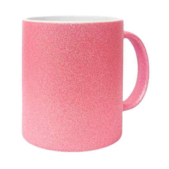 Caneca de Cermica Glitter Rosa Beb para Sublimao - 325ml