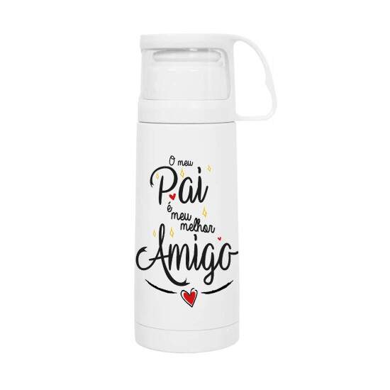 Garrafa Trmica de Inox Branco com Copo e Bico Branco para Sublimao - 300ml