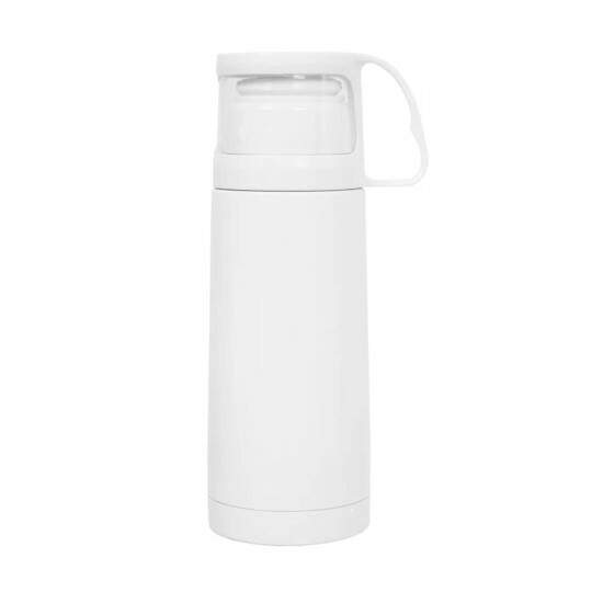 Garrafa Trmica de Inox Branco com Copo e Bico Branco para Sublimao - 300ml