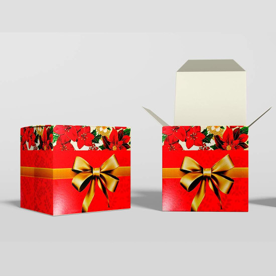 Caixinha de Caneca Presente Estampa Floral Natal - 325ml