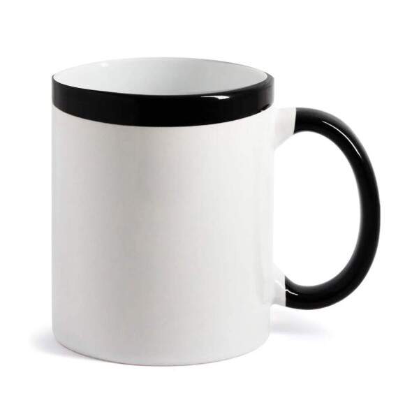 Caneca de Cermica Branca c/ Ala e Boca Preto para Sublimao - 325ml