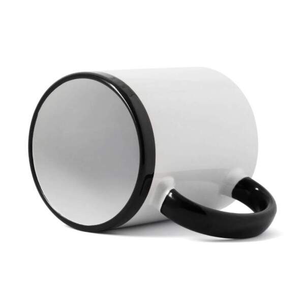 Caneca de Cermica Branca c/ Ala e Boca Preto para Sublimao - 325ml