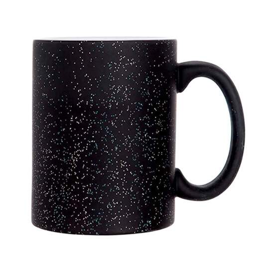 Caneca de Cermica Mgica Preto Fosco com Glitter para Sublimao - 325ml