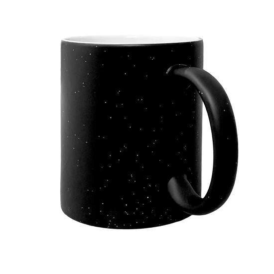 Caneca de Cermica Mgica Preto Fosco com Glitter para Sublimao - 325ml