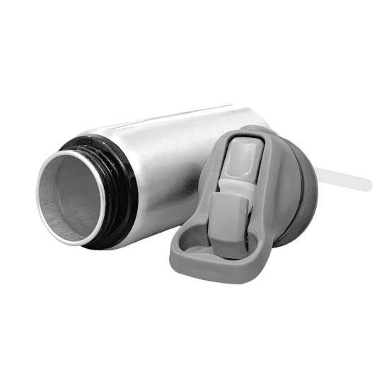 Squeeze de Alumnio Prata com Bico Automtico e Tampa Preta para Sublimao - 600ml