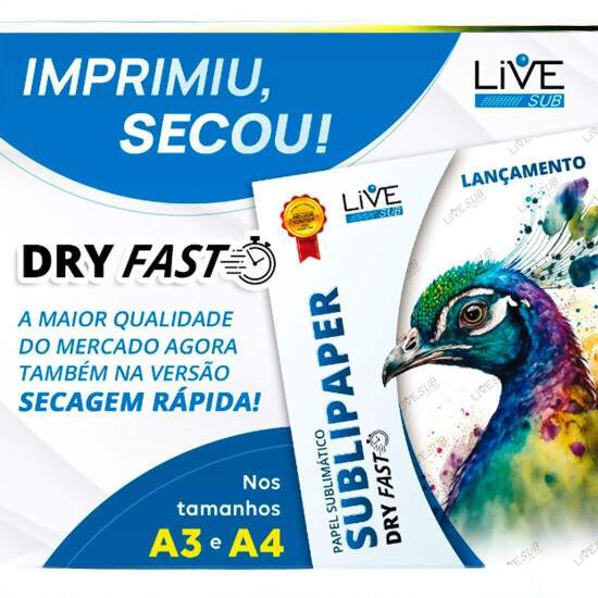 Papel Sublimtico LiveSub A3 Dry Fast 297x420mm 100g - 100 Folhas
