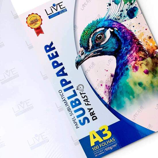 Papel Sublimtico LiveSub A3 Dry Fast 297x420mm 100g - 100 Folhas