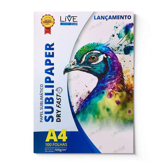 Papel Sublimtico LiveSub A4 Dry Fast 210x297mm 100g - 100 Folhas