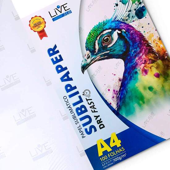 Papel Sublimtico LiveSub A4 Dry Fast 210x297mm 100g - 100 Folhas