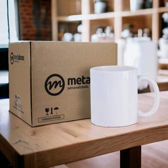 Caneca de Cermica Branca AAA Metalnox Premium - 325ml
