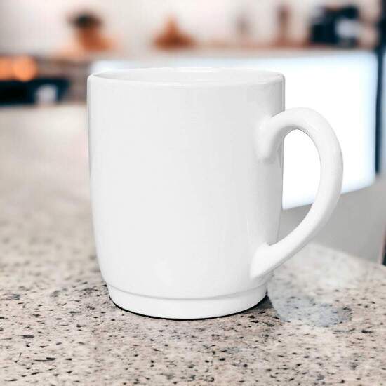 Caneca de Cermica Branca s/ Tampa e Base de Silicone - 325ml