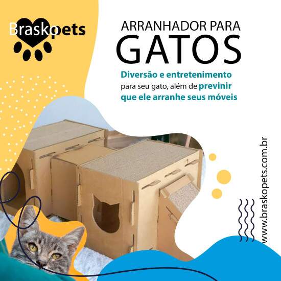 Toca Labirinto de Papelo com Rampa e Arranhador para Gatos - 19x30cm