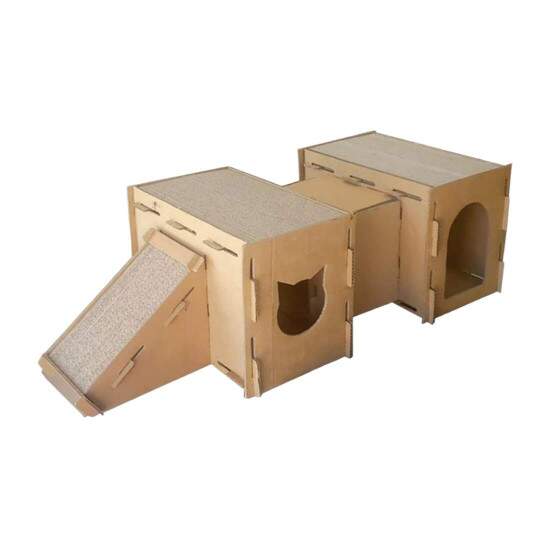 Toca Labirinto de Papelo com Rampa e Arranhador para Gatos - 19x30cm