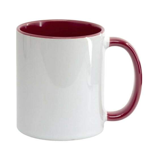 Caneca de Cermica Branca com Interior e Ala Vinho para Sublimao - 325ml