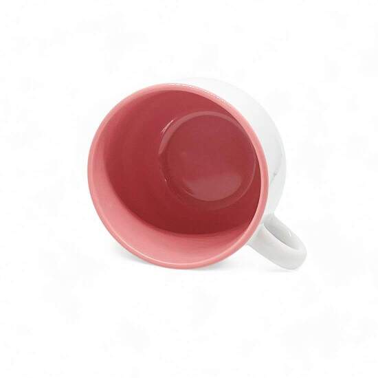Xcara de Cermica Branca Empilhvel com Interior Rosa para Sublimao - 150ml