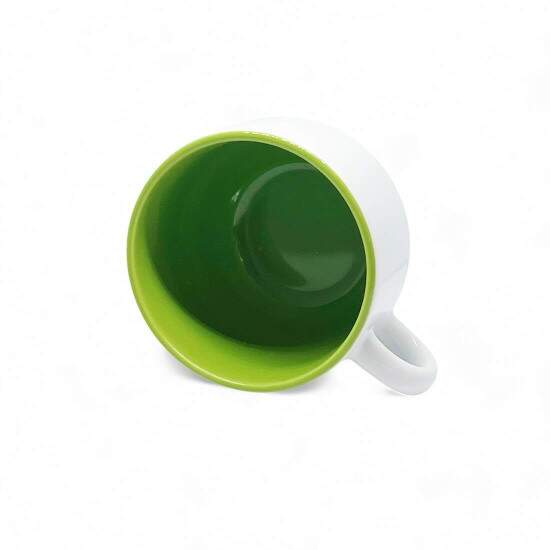 Xcara de Cermica Branca Empilhvel com Interior Verde para Sublimao - 150ml