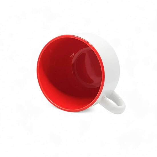 Xcara de Cermica Branca Empilhvel com Interior Vermelho para Sublimao - 150ml